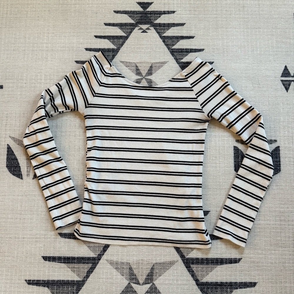 Zara Trafaluc Black and White Striped Long Sleeve, M